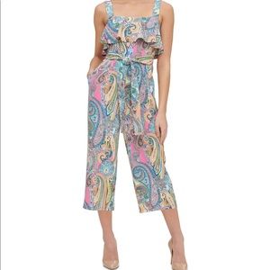 Tommy Hilfiger Paisley-Print Double Twill Cropped Jumpsuit